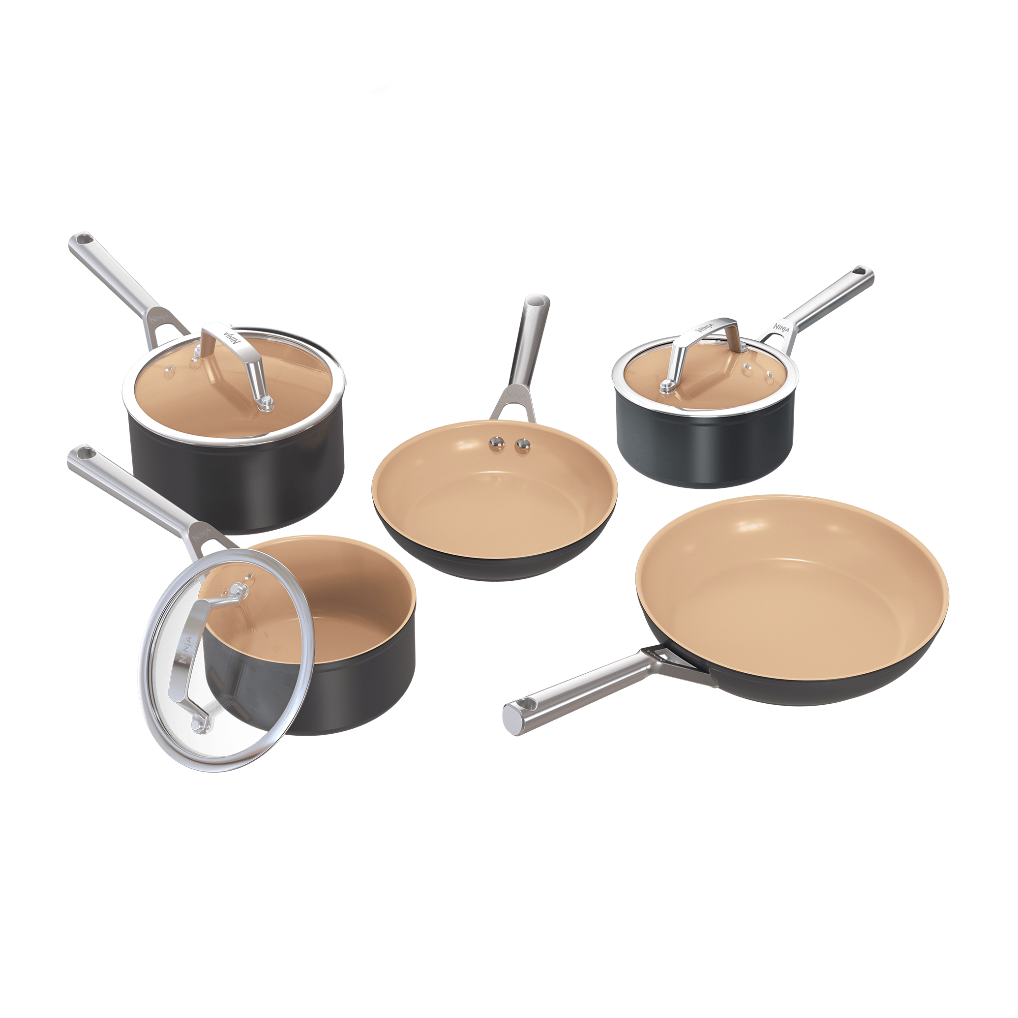 Ninja Extended Life Ceramic 5-teiliges Set mit Pfannen und Stieltöpfen | CW95005EUI | von SharkNinja