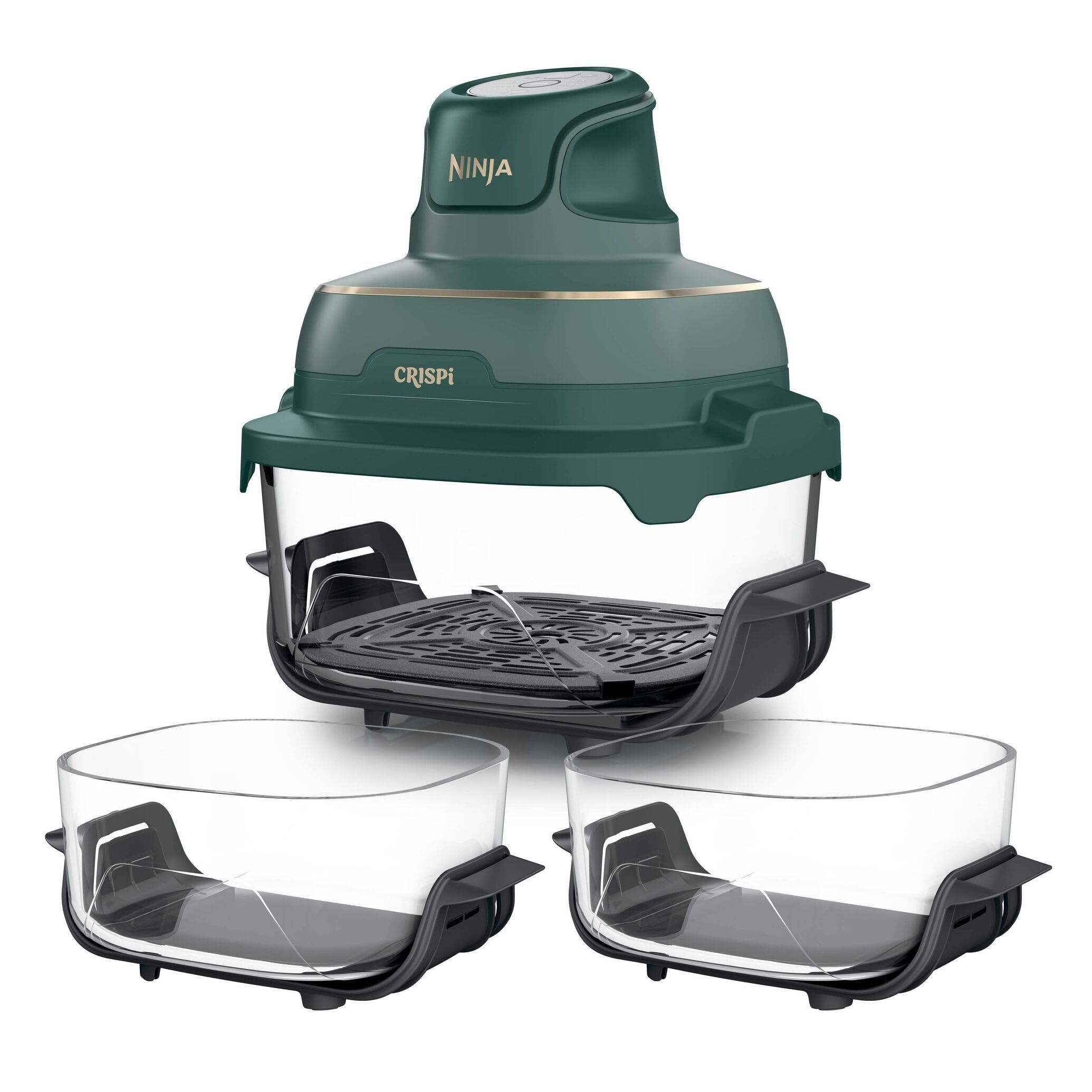 Ninja CRISPi 4-in-1 Glas-Air-Fryer 3er-Glasbehälter-Set – Grün-Gold | FN203EU | von SharkNinja