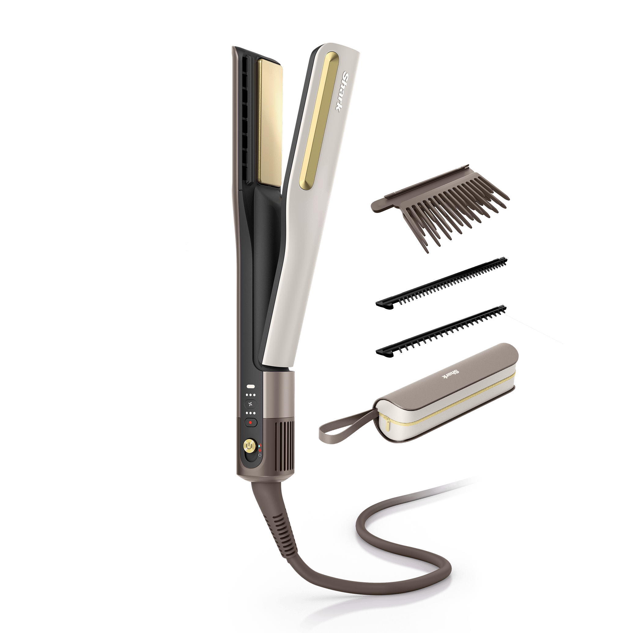 Shark SilkiPro Straight Glätteisen und Haartrockner – Mokka-Silber in Mokka-silber | HT401EUSL | von SharkNinja