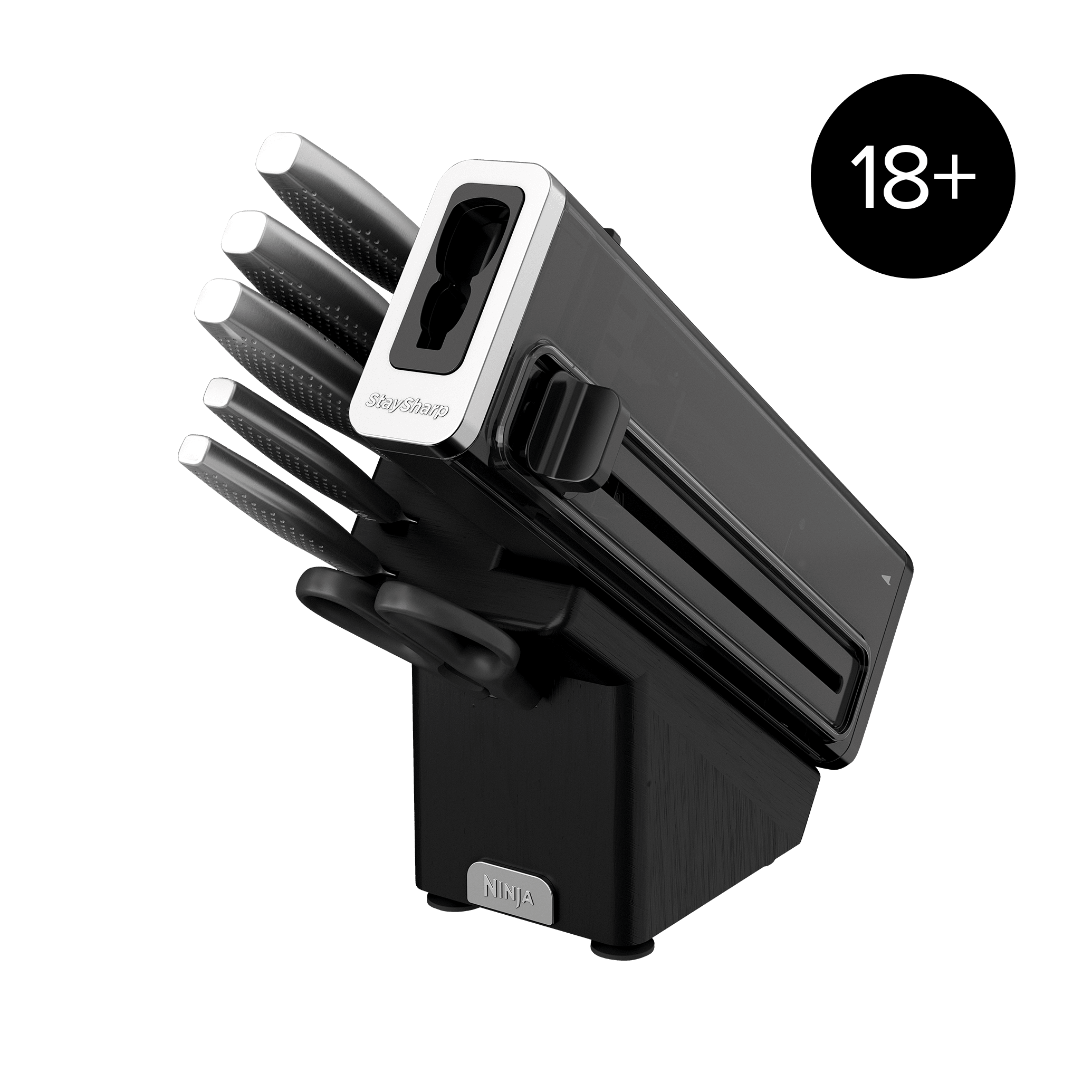 Ninja StaySharp Rostfreier Messerblock mit integriertem Schleifer 6-teiliges Set in Schwarz | K62006EUUK | von SharkNinja
