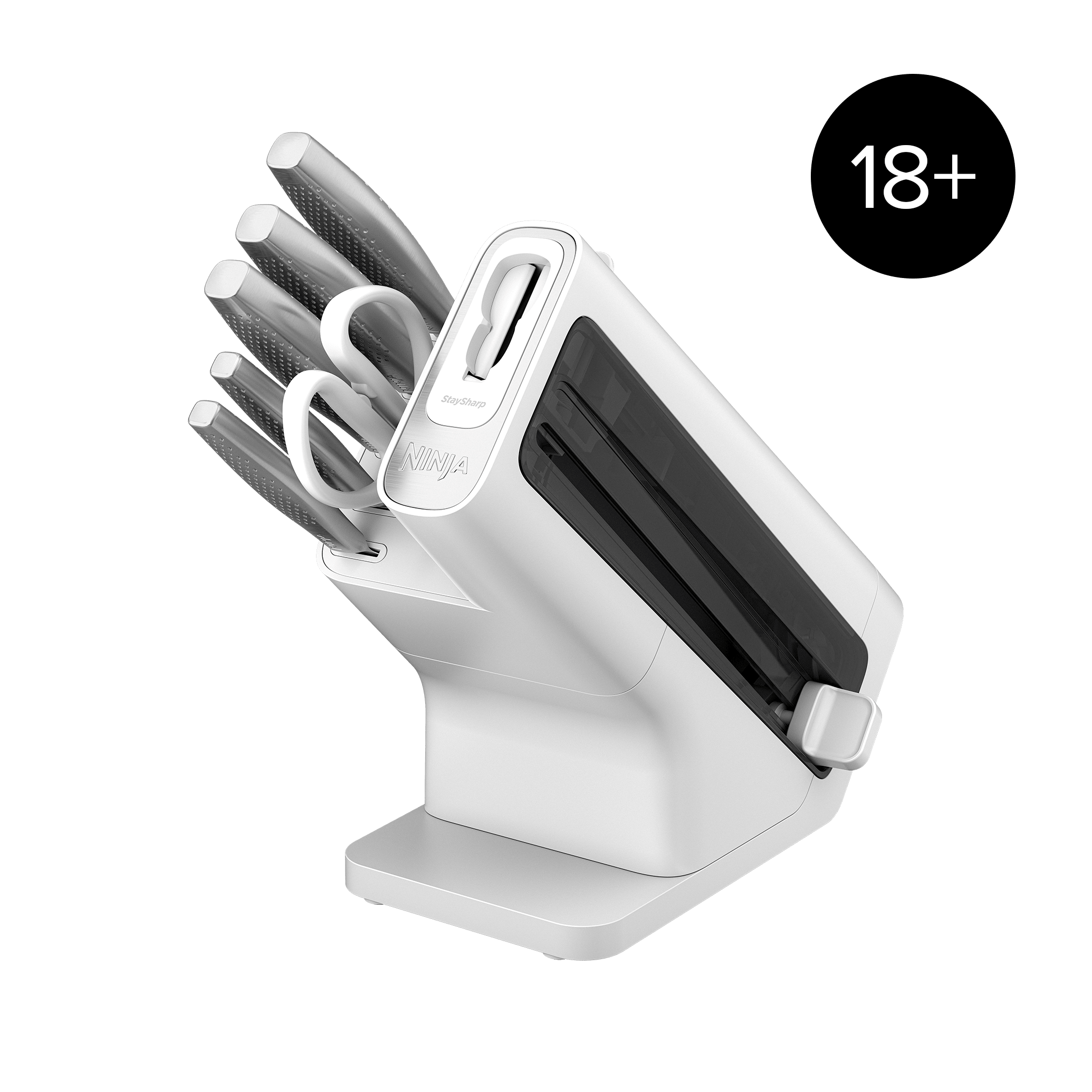 Ninja Staysharp Rostfreier Messerblock Mit Integriertem Schleifer 6-Teiliges Set In Weiß K62006euwh Von Sharkninja