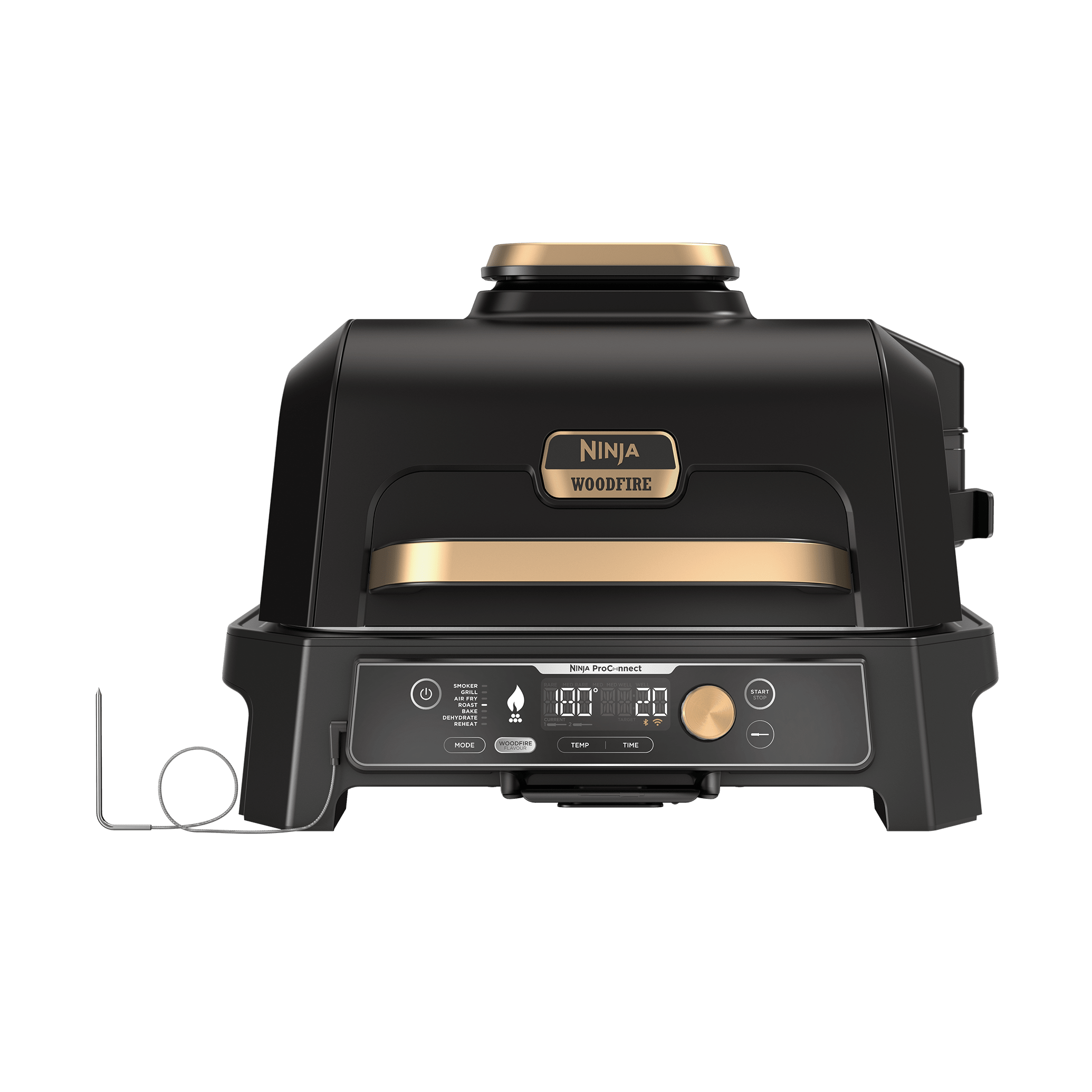 Ninja Woodfire Pro Connect XL Elektrischer Outdoor Grill & Smoker mit Abdeckung in Schwarz | OG901EUBK1 | von SharkNinja