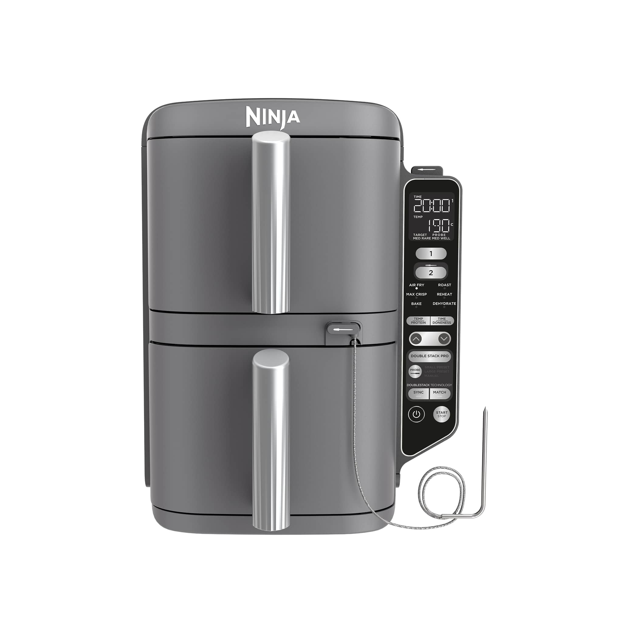 Ninja Double Stack XL-Heißluftfritteuse mit 2 Schubladen und Smart Cook System 9,5 L – in Grau | SL451EU | von SharkNinja