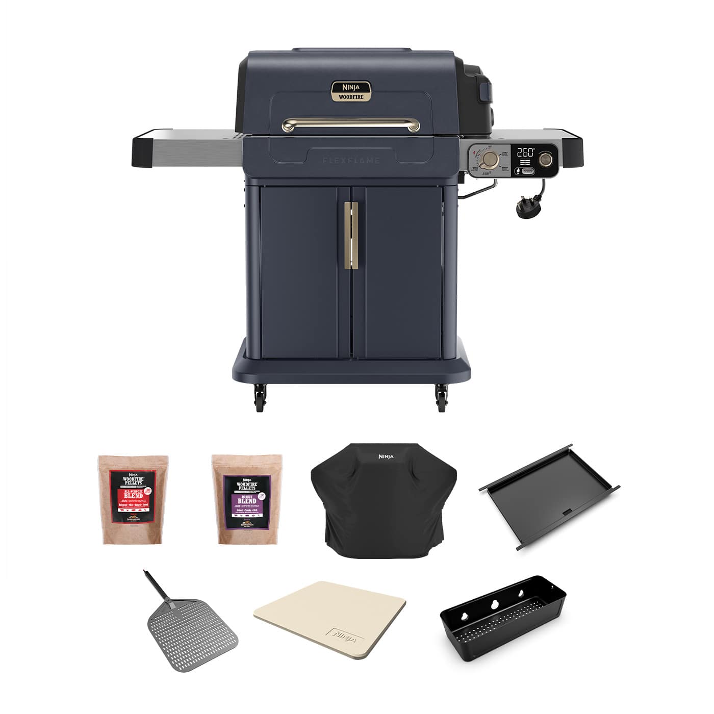 Ninja FlexFlame Outdoor Cooking System Ultimate 5-in-1 Bundle - Blue & Gold
