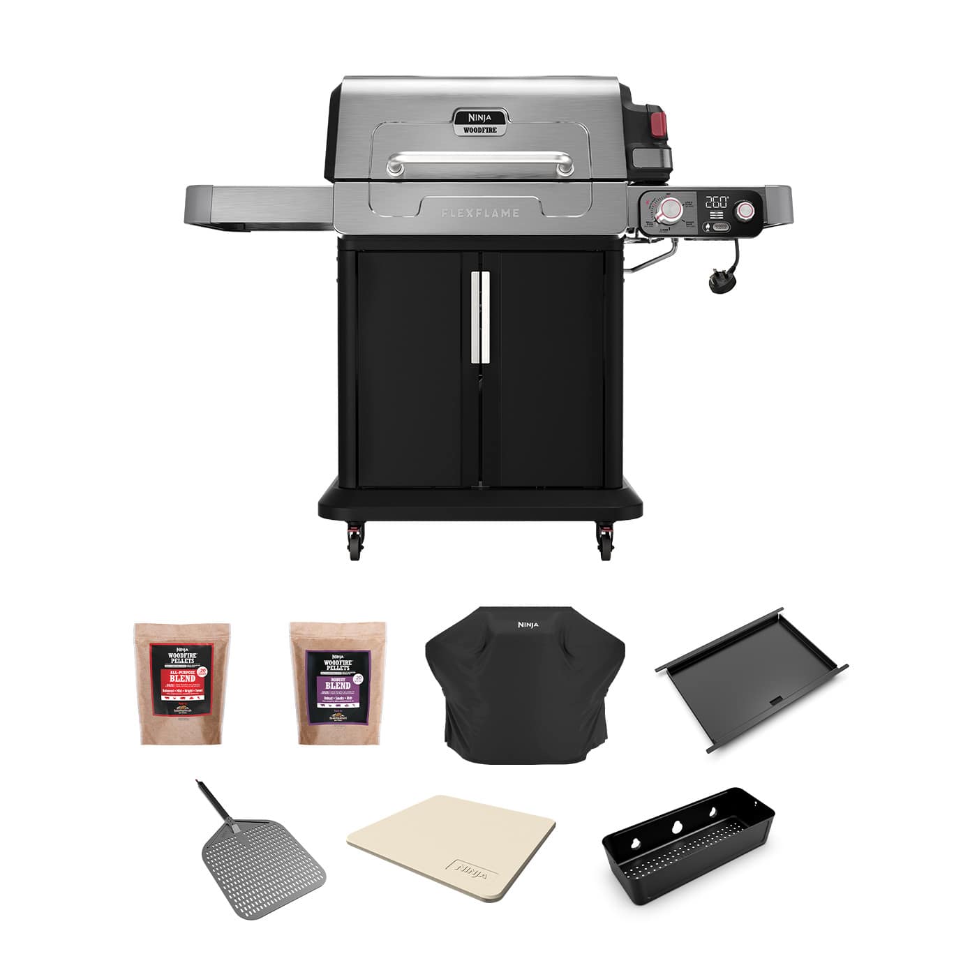 Ninja FlexFlame Outdoor Cooking System Ultimate 5-in-1 Bundle - Black & Stainless Steel