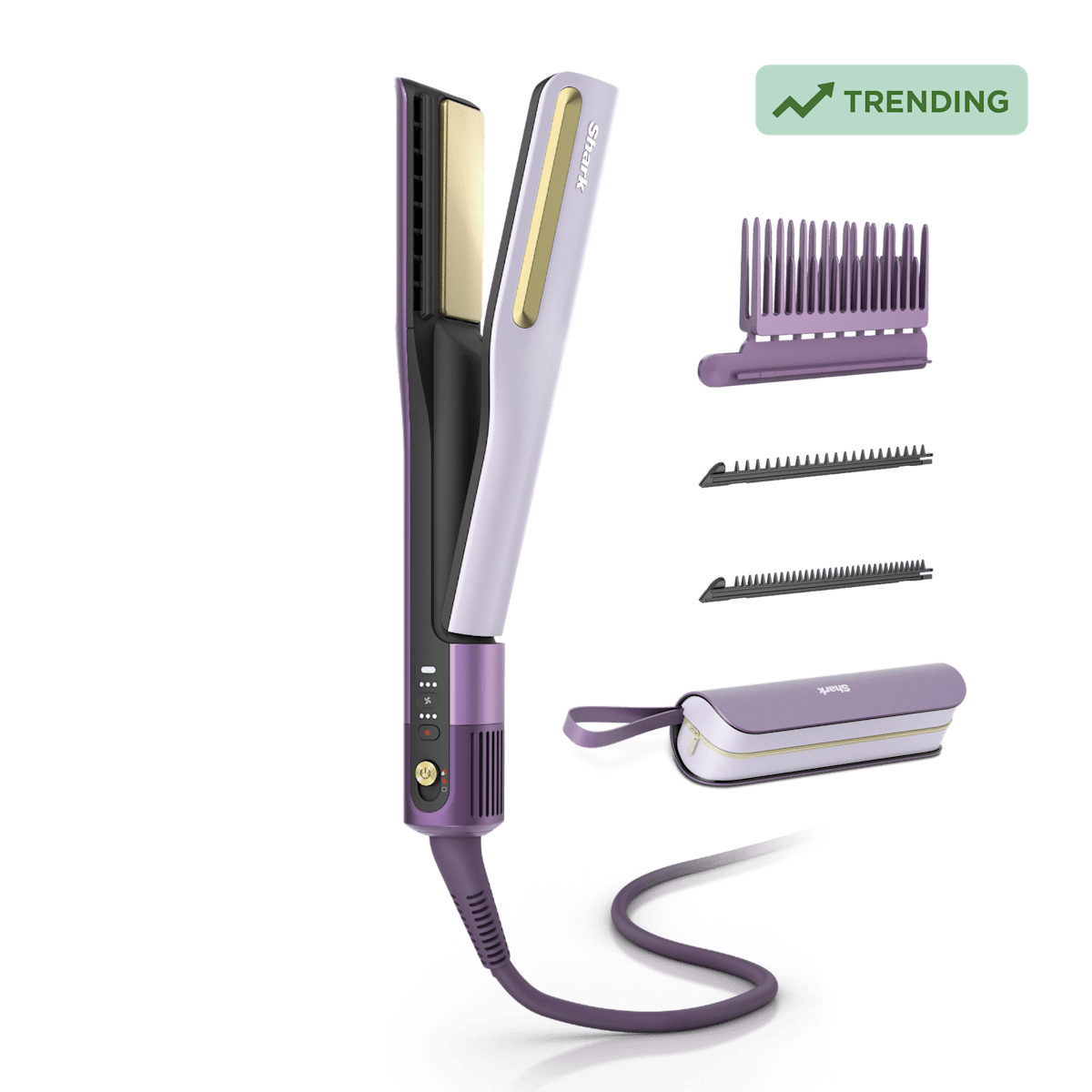 Shark SilkiPro Straight Wet to Dry Straightener plus Rapid Blow Dryer with Travel Case, Plum Satin | HT401PU | SharkNinja