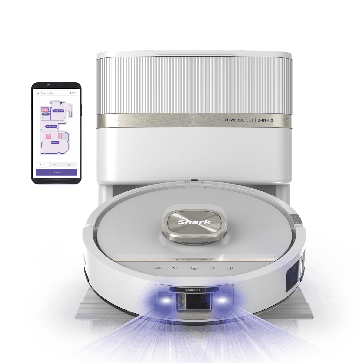 Shark PowerDetect UV Reveal 2-In-1 Vacuum and Mop in White | RV3030XE | SharkNinja