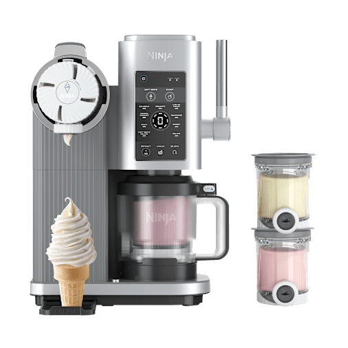 Ninja Gelatiera CREAMi Scoop & Swirl (Set con 4 vasetti) in Argento | NC701EU | di SharkNinja