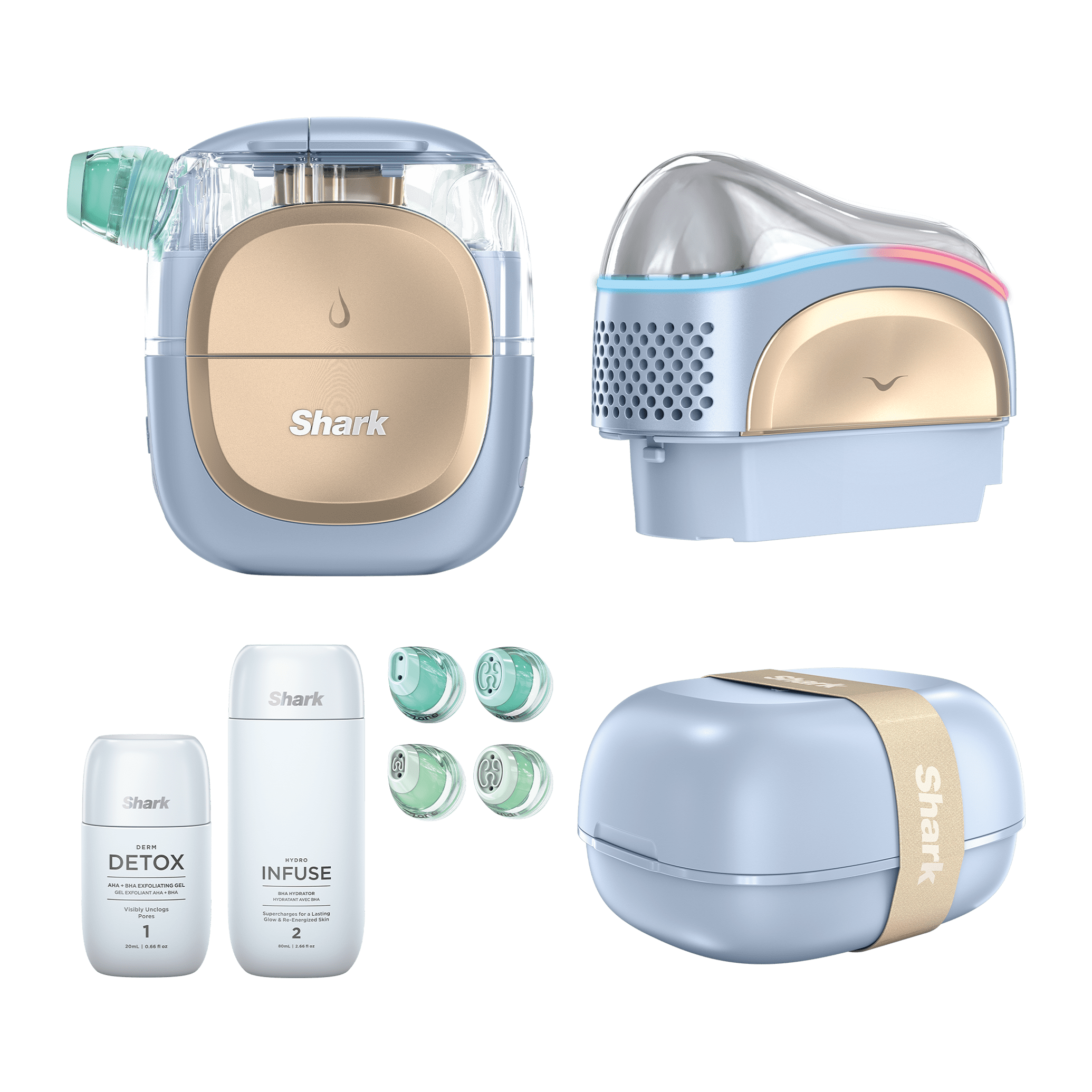 Shark FacialPro Glow At Home Hydro-Powered Facial System – in Spa Blue