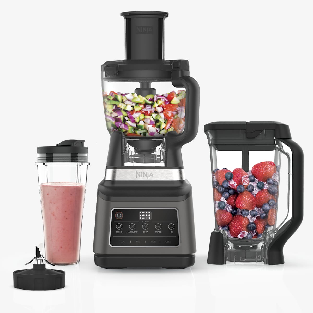 Robot De Cuisine 3 En 1 Ninja 1200 W Avec Bol 21 L Et Technologie Auto Iq