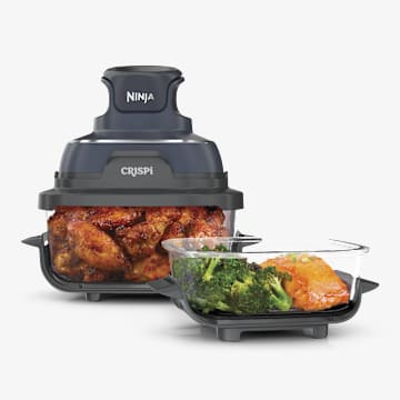 Ninja Crispi&reg; 4-in-1 Portable Glass Air Fryer Cooking System, Cyberspace 
