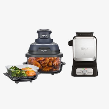 Ninja Crispi™ 4-in-1 Portable Glass Air Fryer and Waffle Maker Bundle