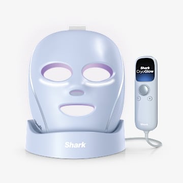 Masque visage à DEL rafraîchissant pour contour des yeux, anti-âge et purifiant Shark® CryoGlow™ avec socle de chargement