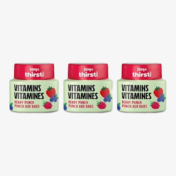 Gouttes d’eau aromatisée au punch aux baies Ninja Thirsti™ VITAMINS (sucrées), paquet de 3, WCFBPAMC