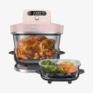 Air Fryer en verre Crispi Pro 5.7L+2.3L, 7-en-1, Rose Quartz