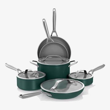Ninja&reg; Ceramic Pro 10-Piece Cookware Set - British Racing Green
