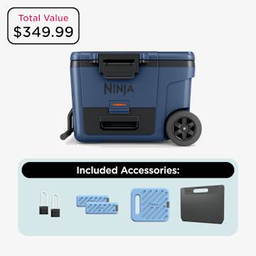 Ninja FrostVault&trade; 45qt Wheeled Cooler with Dry Zone Bundle, Lakeshore Blue