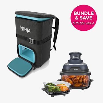 Ninja Outdoor FrostVault&trade; Go 36-Can Backpack Soft Cooler with Ninja Crispi&reg;, Charcoal Gray