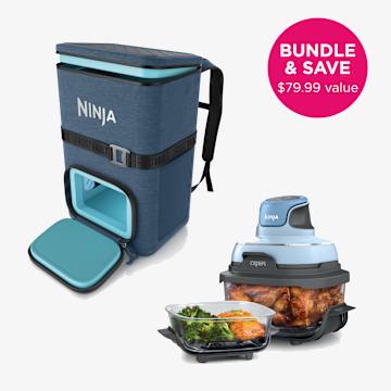 Ninja Outdoor FrostVault&trade; Go 36-Can Backpack Soft Cooler with Ninja Crispi&reg;, Lakeshore Blue