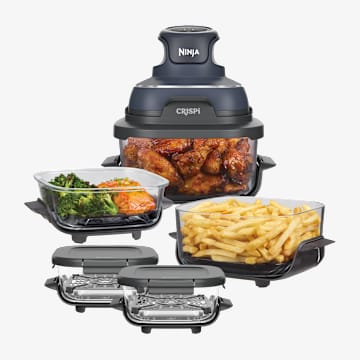 Friggitrice ad aria portatile 4 in 1 in vetro Ninja CRISPi Blu &ndash; Kit Meal Prep Completo