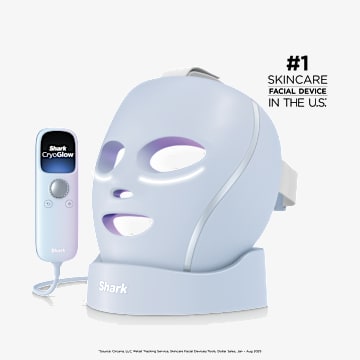Shark&trade; CryoGlow&trade; Red Blue & Infrared iQLED Face Mask & Under Eye Cooling w/ Charging Stand (Blue Frost)