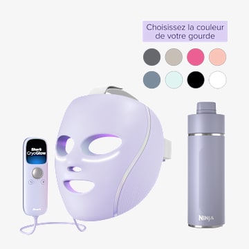 Pack Masque LED Shark CryoGlow Lilas + Gourde isotherme Ninja Thirsti 700 ml (couleur au choix)