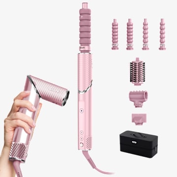 Multi-Styler et s&egrave;che-cheveux Shark FlexStyle NextGen IonCurl 5-en-1 - Rose