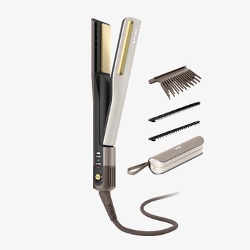 Shark SilkiPro Hair Straightener & Dryer with Storage Case - Mocha Silver