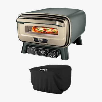 Ninja Artisan Electric Outdoor Pizza Oven & Air Fryer with Cover - Green & Gold