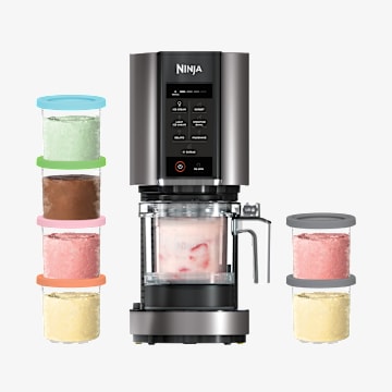 Ninja CREAMi Ice Cream & Frozen Dessert Maker (6 Tub Multi-Coloured Lid Bundle)