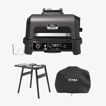 Barbecue &eacute;lectrique et fumoir Ninja Woodfire Pro XL avec thermosonde Smart Cook, support et housse