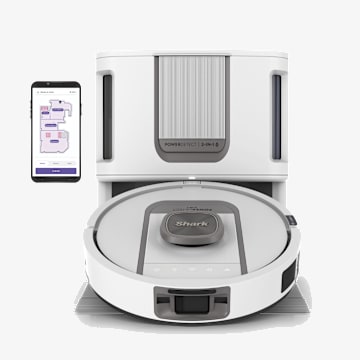 Shark&reg; PowerDetect&trade; ThermaCharged Robot Vacuum & Mop 2-in-1, Heated Mop Sanitizing NeverTouch&trade; Pro Base, White