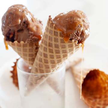 Dark Chocolate Frozen Yogurt with Salted Caramel