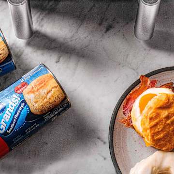 Air Fryer Bacon, Egg & Cheese Breakfast Sandwich with Air Fryer Glazed Doughnuts