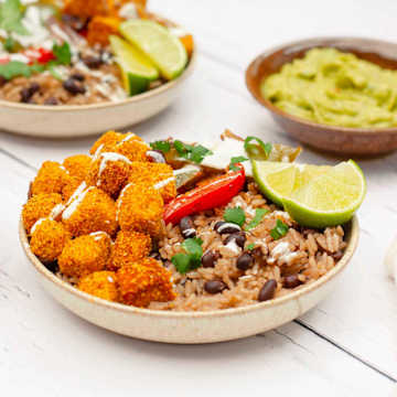 Crispy Tofu Burrito Bowls