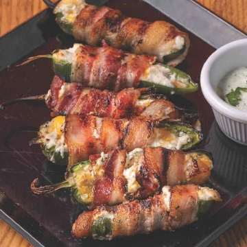 Smoked Grilled Ranch Chicken Breast with Bacon Wrapped Jalape&ntilde;o Poppers