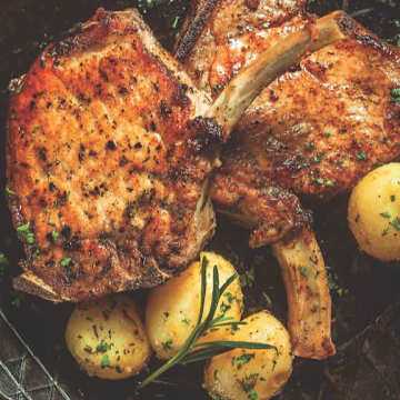 Honey Soy Pork Chops with Crispy Rosemary Potatoes