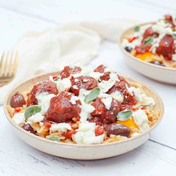Greek Veggie Meatballs with Orzo