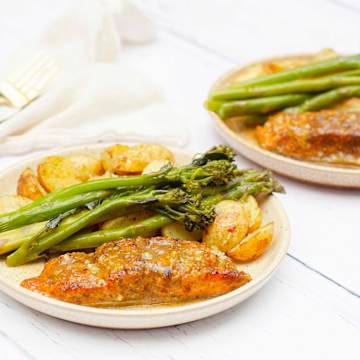 Citrus Sticky Salmon & Roast Potatoes
