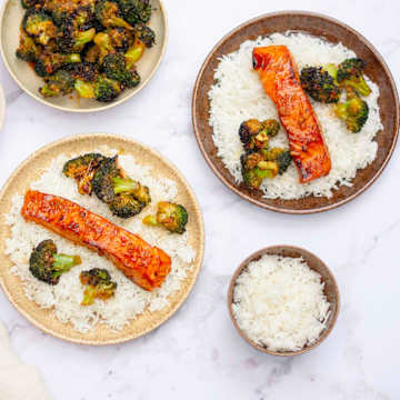 Soy Honey Glazed Salmon with Brown Rice & Broccoli