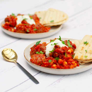 Harissa Lamb Meatballs with Chickpeas