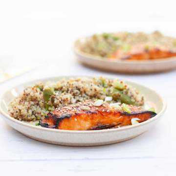Miso, Honey Salmon Fillets With Mixed Quinoa & Vegetables