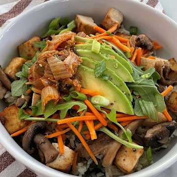 Korean Tofu & Mushroom Kimchi Bowl