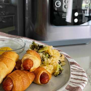 Pigs in a Blanket with Cheesy Broccoli Rice