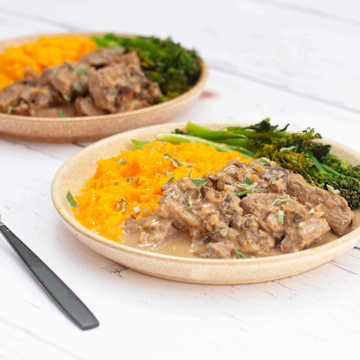 Creamy Sage & Mushroom Venison with Butternut Squash Sweet Mash