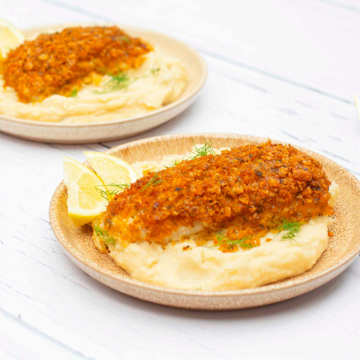 Herb Crusted Fish with Salt and Vinegar Mash