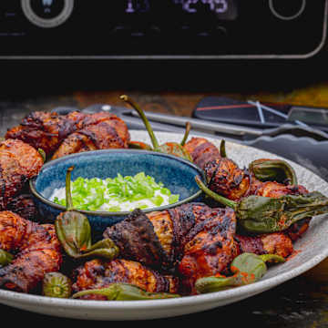 Smoked Crispy Sweet bacon wrapped wings