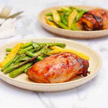 Prosciutto Red Pesto Cod with Baby Vegetables