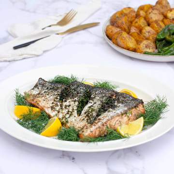 Herby Salmon with Sumac Potatoes & Padron Peppers