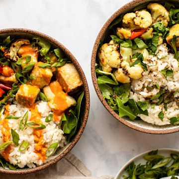 Crispy Tofu Rice Bowls